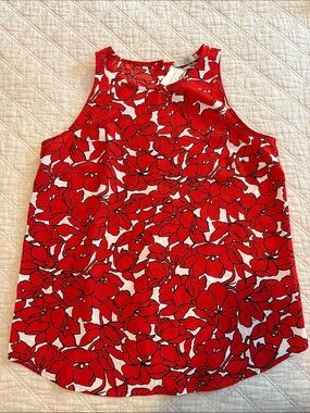 Dalia Red and White Floral Sleeveless Camisole